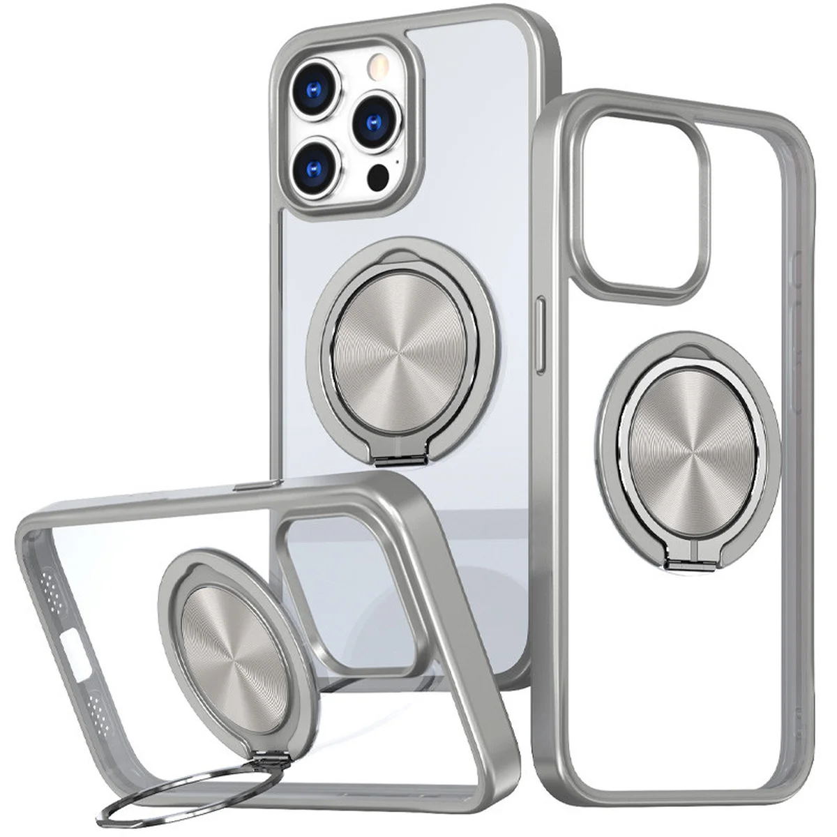 TPU+PC чехол Metal Ring with MagSafe для Apple iPhone 15 Pro (6.1") Серый