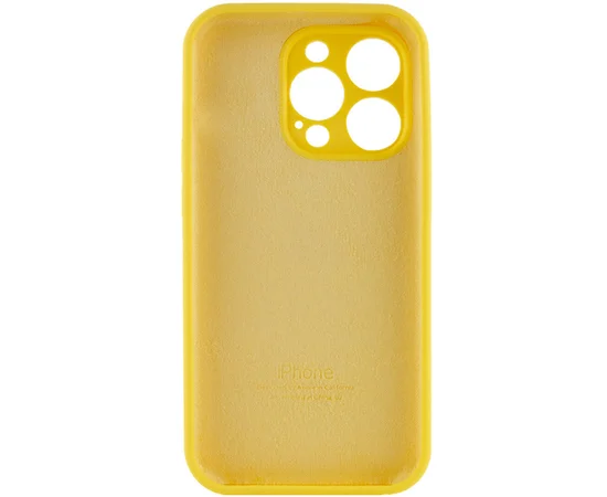 Чехол Silicone Case Full Camera Protective (AA) для Apple iPhone 15 Pro (6.1") Желтый / Yellow