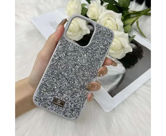 TPU чехол Bling World Rock Diamond для Apple iPhone 15 Pro (6.1") Серебряный