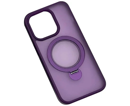 TPU+PC чехол Metal Buttons with MagSafe Colorful HQ Ring для Apple iPhone 15 Pro (6.1") Purple