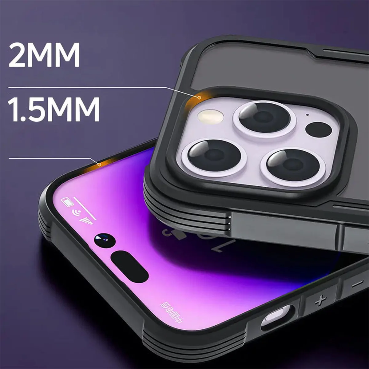 TPU+PC чехол Defense Matte для Apple iPhone 15 Pro (6.1") Черный