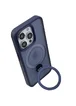 TPU+PC чехол Metal Buttons with MagSafe Colorful HQ Ring для Apple iPhone 15 Pro (6.1") Dark Blue