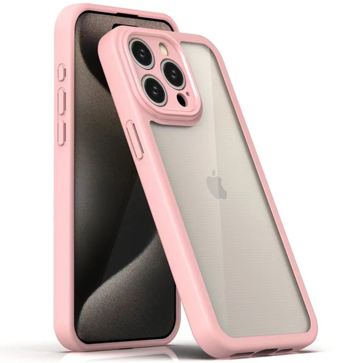 TPU чехол Transparent + Colour 1,5mm для Apple iPhone 15 Pro (6.1") Pink