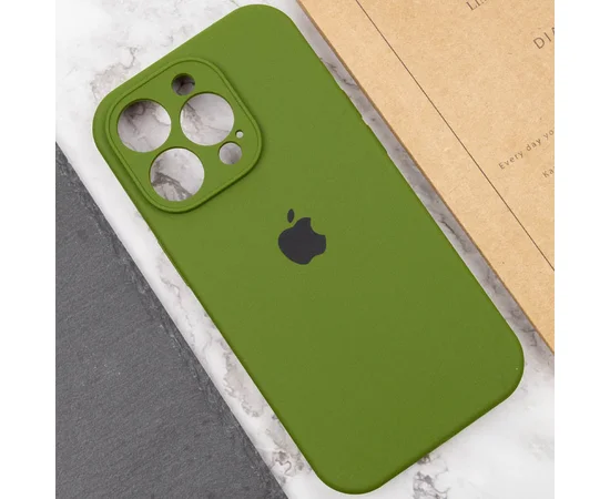 Чохол Silicone Case Full Camera Protective (AA) для Apple iPhone 15 Pro (6.1") Зелений / Dark Olive