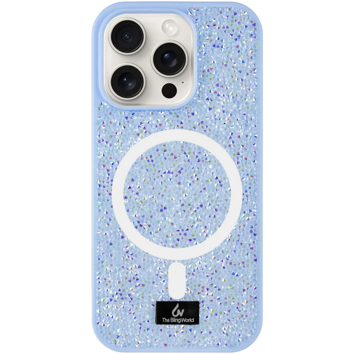 TPU чехол Bling World Rock Diamond with MagSafe для Apple iPhone 15 Pro (6.1") Light blue