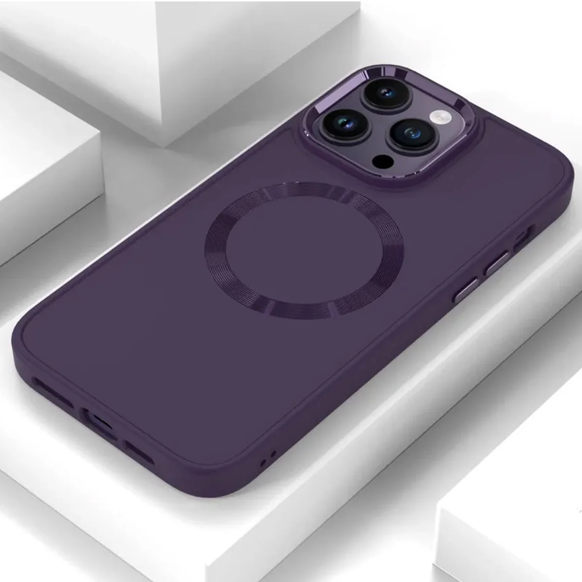 TPU чехол Bonbon Metal Style with MagSafe для Apple iPhone 15 Pro (6.1") Фиолетовый / Dark Purple