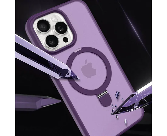 TPU+PC чехол Metal Buttons with MagSafe Colorful HQ Ring для Apple iPhone 15 Pro (6.1") Purple