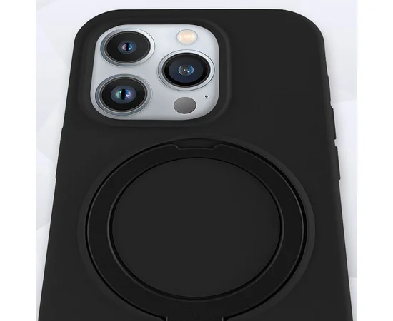 Чохол Silicone Case Full Protective NO LOGO with Ring для Apple iPhone 15 Pro (6.1") Black