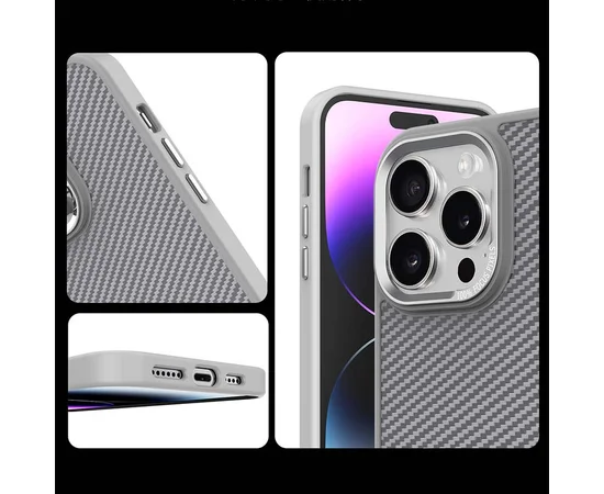 Чохол TPU+PC Carbon Mirage with MagSafe для Apple iPhone 15 Pro (6.1") Grey