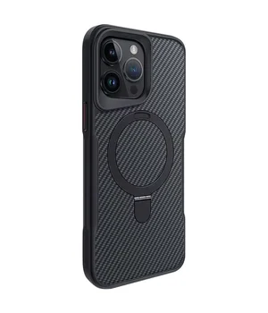 TPU+PC чехол Metal Buttons with MagSafe Carbon Ring для Apple iPhone 15 Pro (6.1") Черный