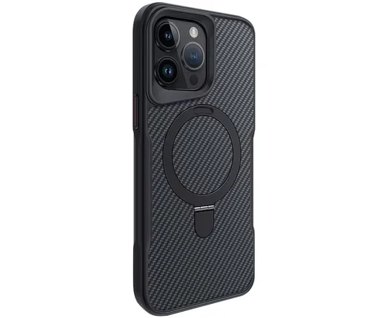 TPU+PC чохол Metal Buttons with MagSafe Carbon Ring для Apple iPhone 15 Pro (6.1") Чорний