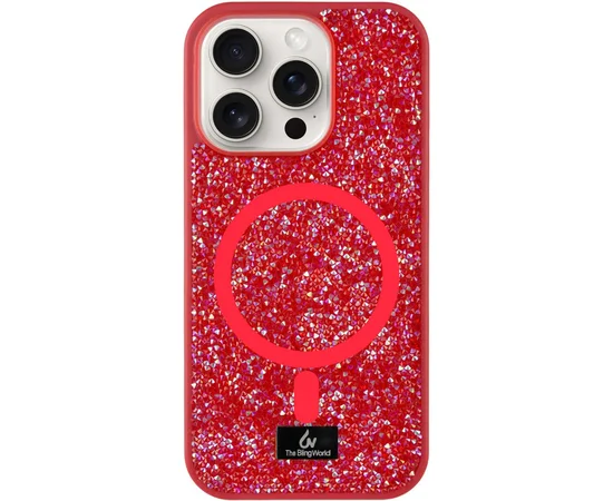 TPU чохол Bling World Rock Diamond with MagSafe для Apple iPhone 15 Pro (6.1") Red