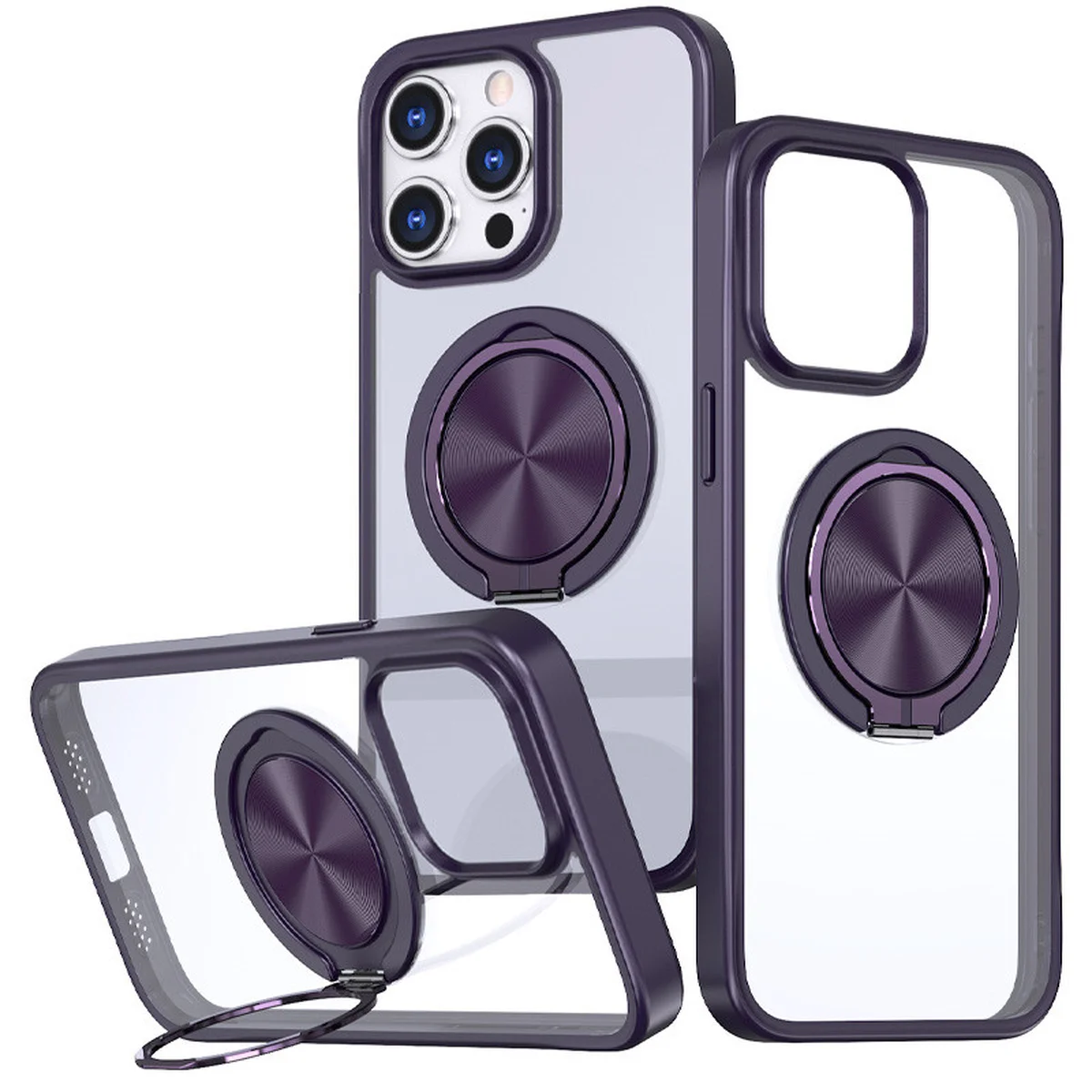 TPU+PC чехол Metal Ring with MagSafe для Apple iPhone 15 Pro (6.1") Темно-фиолетовый