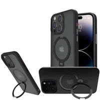 TPU+PC чохол Metal Buttons with MagSafe Colorful HQ Ring для Apple iPhone 15 Pro (6.1") Black