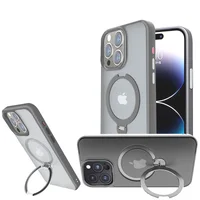 TPU+PC чехол Metal Buttons with MagSafe Colorful HQ Ring для Apple iPhone 15 Pro (6.1") Grey