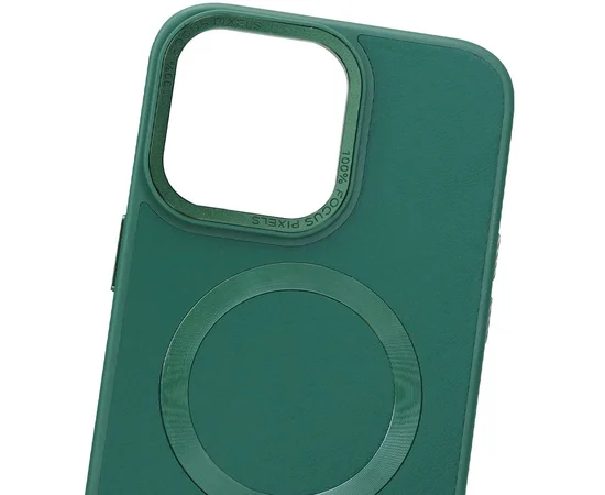 Кожаный чехол Bonbon Leather Metal Style with MagSafe для Apple iPhone 15 Pro (6.1") Зеленый / Pine green