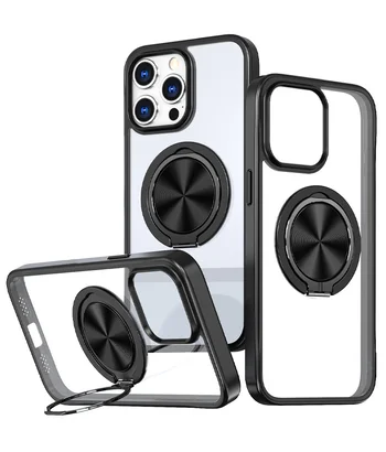 TPU+PC чохол Metal Ring with MagSafe для Apple iPhone 15 Pro (6.1") Чорний