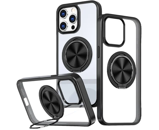 TPU+PC чехол Metal Ring with MagSafe для Apple iPhone 15 Pro (6.1") Черный