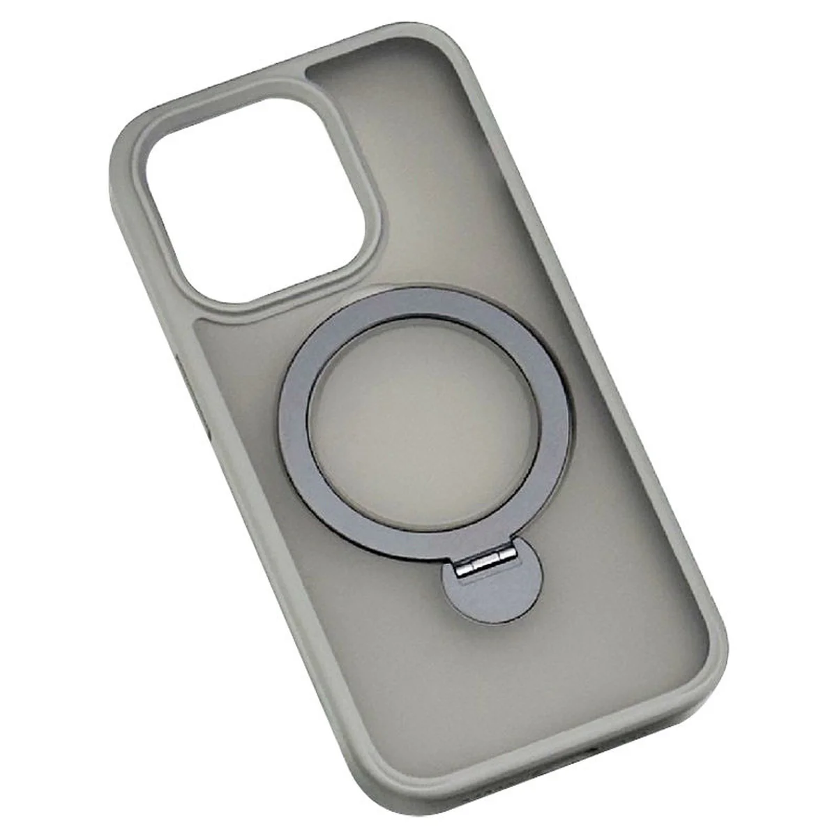 TPU+PC чехол Metal Buttons with MagSafe Colorful HQ Ring для Apple iPhone 15 Pro (6.1") Grey