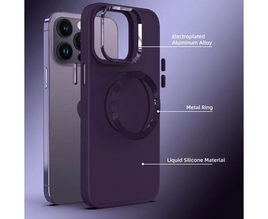 TPU чехол Bonbon Metal Style with MagSafe для Apple iPhone 15 Pro (6.1") Фиолетовый / Dark Purple