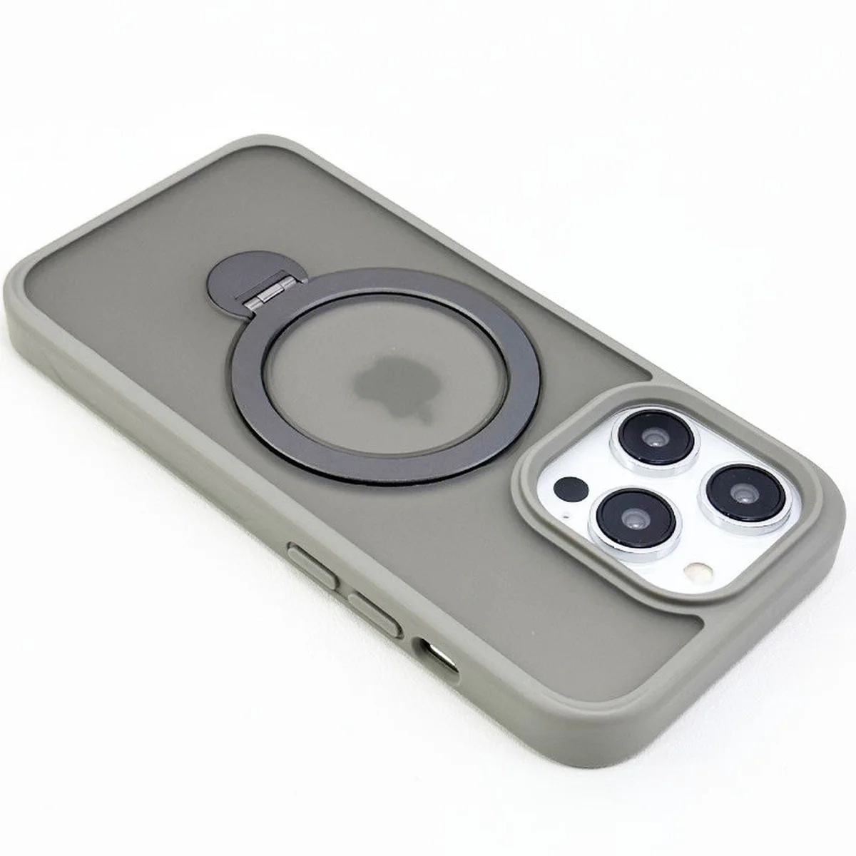 TPU+PC чохол Metal Buttons with MagSafe Colorful HQ Ring для Apple iPhone 15 Pro (6.1") Grey