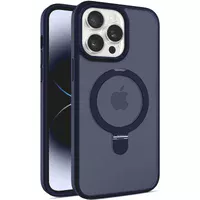 TPU+PC чехол Metal Buttons with MagSafe Colorful HQ Ring для Apple iPhone 15 Pro (6.1") Dark Blue