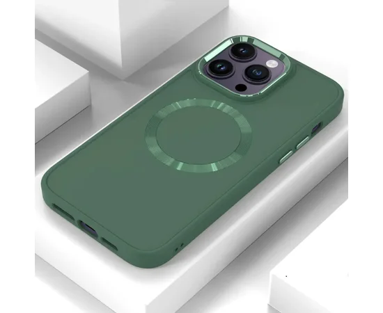 TPU чохол Bonbon Metal Style with MagSafe для Apple iPhone 15 Pro (6.1") Зелений / Pine green