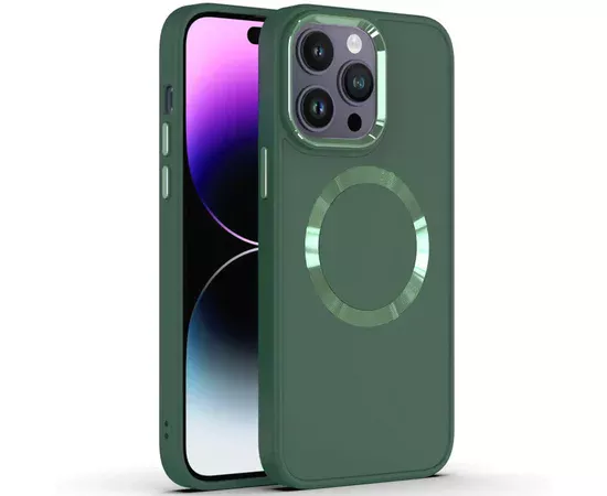 TPU чохол Bonbon Metal Style with MagSafe для Apple iPhone 15 Pro (6.1") Зелений / Pine green