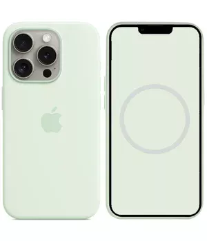 Чехол Silicone case (AAA) full with Magsafe and Animation для Apple iPhone 15 Pro (6.1") Мятный / Soft Mint