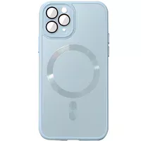 Чехол TPU+Glass Sapphire Midnight with MagSafe для Apple iPhone 15 Pro (6.1") Голубой / Blue