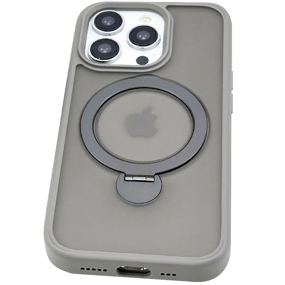 TPU+PC чохол Metal Buttons with MagSafe Colorful HQ Ring для Apple iPhone 15 Pro (6.1") Grey