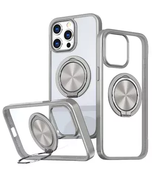 TPU+PC чохол Metal Ring with MagSafe для Apple iPhone 15 Pro (6.1") Сірий