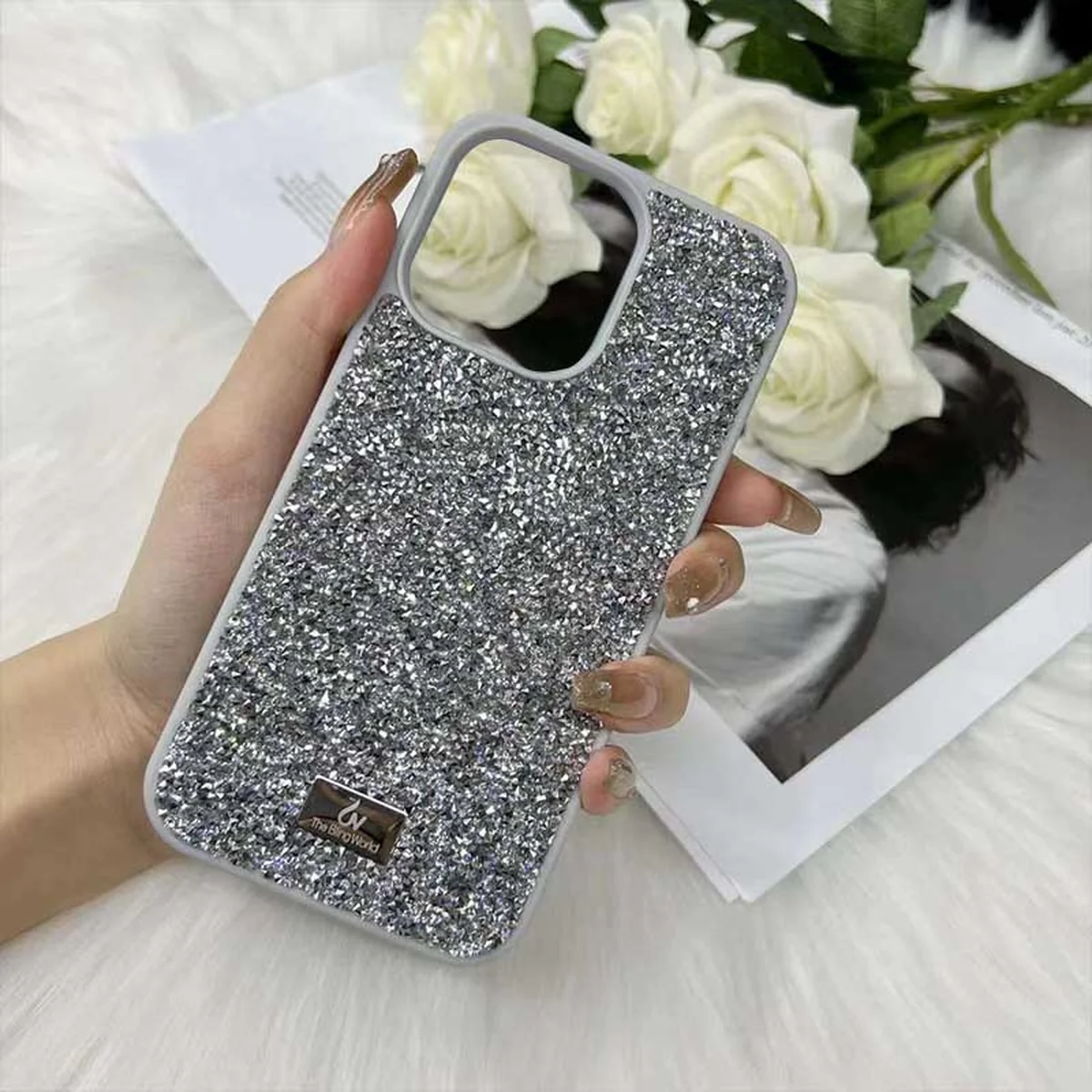 TPU чехол Bling World Rock Diamond для Apple iPhone 15 Pro (6.1") Серебряный