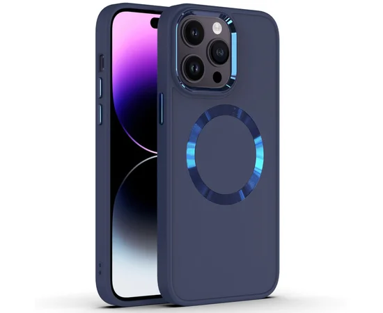 TPU чохол Bonbon Metal Style with MagSafe для Apple iPhone 15 Pro (6.1") Синій / Cosmos Blue