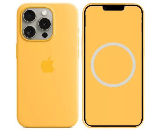 Чехол Silicone case (AAA) full with Magsafe and Animation для Apple iPhone 15 Pro (6.1") Желтый / Sunshine