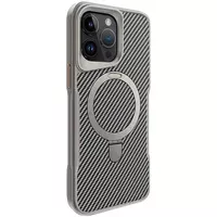 TPU+PC чехол Metal Buttons with MagSafe Carbon Ring для Apple iPhone 15 Pro (6.1") Серый