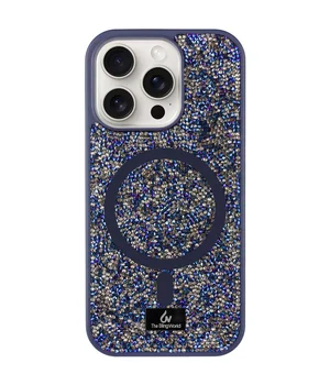 TPU чохол Bling World Rock Diamond with MagSafe для Apple iPhone 15 Pro (6.1") Navy Blue