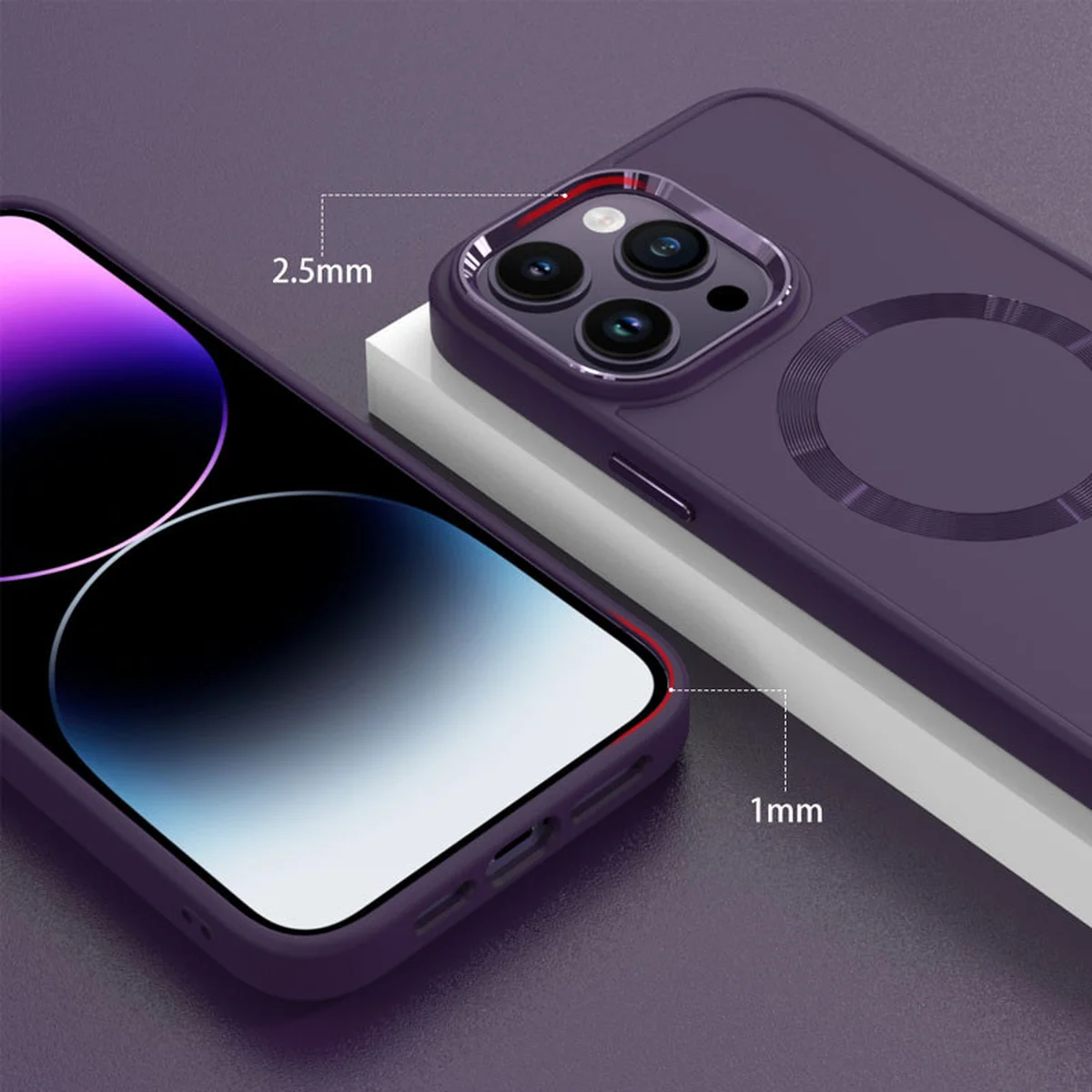 TPU чехол Bonbon Metal Style with MagSafe для Apple iPhone 15 Pro (6.1") Фиолетовый / Dark Purple