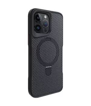 TPU+PC чехол Metal Buttons with MagSafe Carbon Ring для Apple iPhone 15 Pro (6.1") Черный