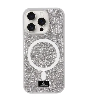 TPU чехол Bling World Rock Diamond with MagSafe для Apple iPhone 15 Pro (6.1") Silver