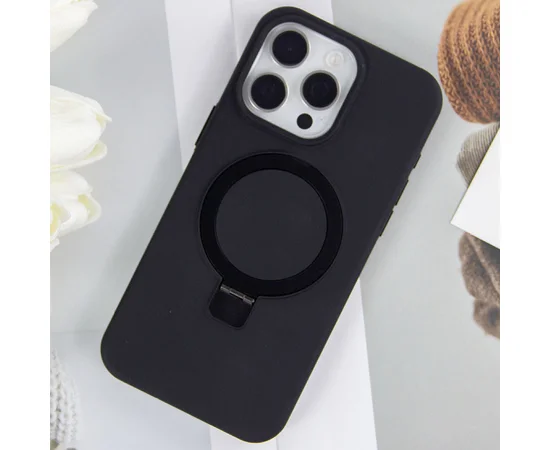 Чехол Silicone Case Full Protective NO LOGO with Ring для Apple iPhone 15 Pro (6.1") Black