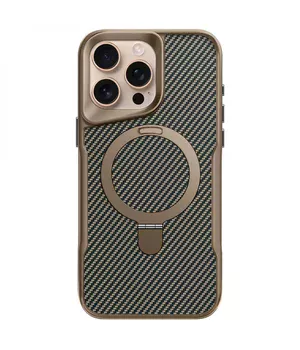TPU+PC чохол Metal Buttons with MagSafe Carbon Ring для Apple iPhone 15 Pro (6.1") Золотий