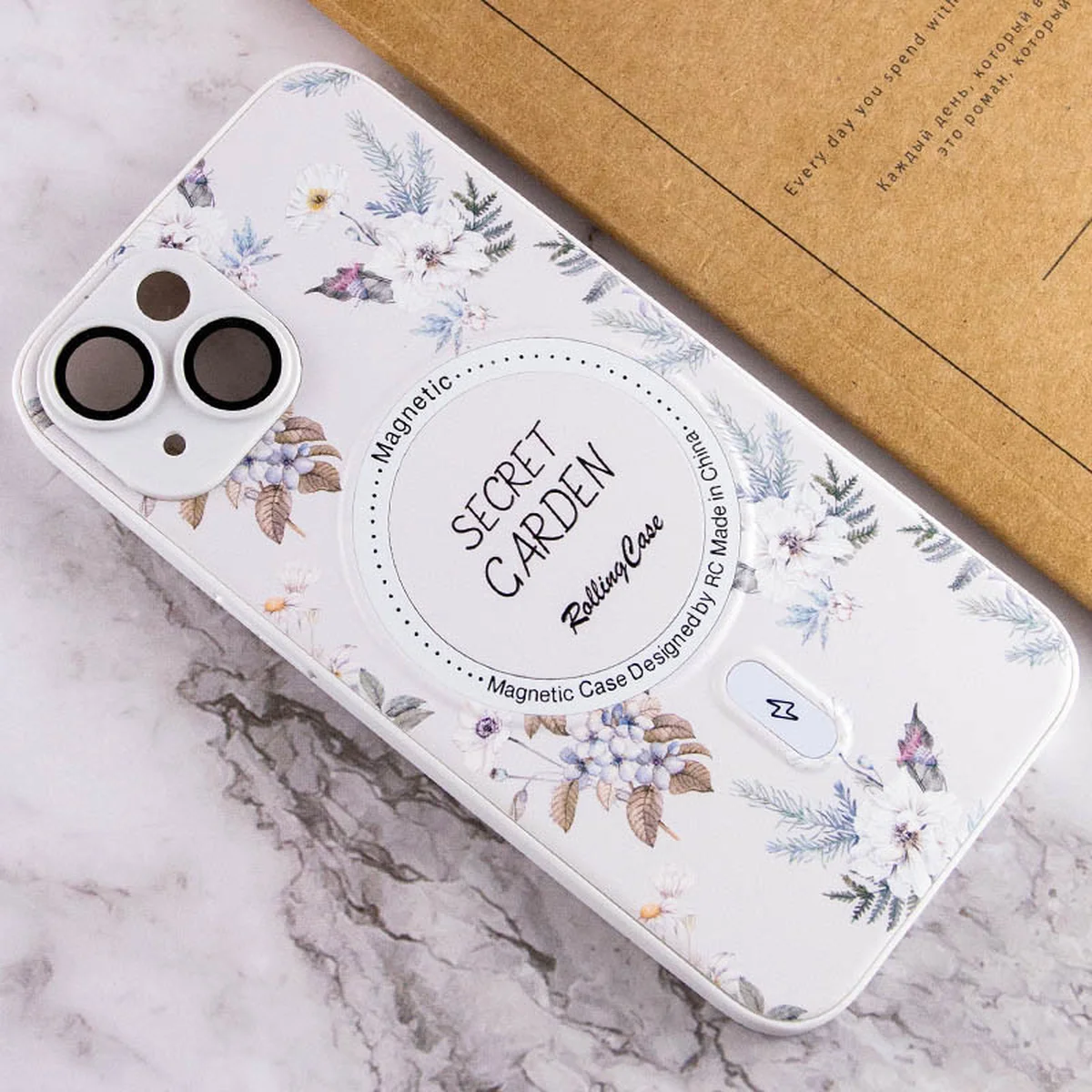 TPU+PC чохол Secret Garden with MagSafe для Apple iPhone 15 (6.1") White