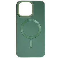 Шкіряний чохол Bonbon Leather Metal Style with MagSafe Apple iPhone 15 (6.1") Зелений / Pine green