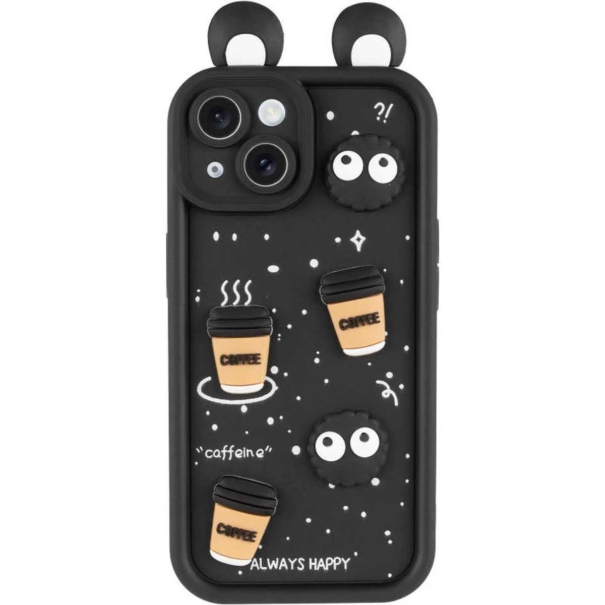 Чехол TPU Toys Case with Ears для Apple iPhone 15 (6.1") Black