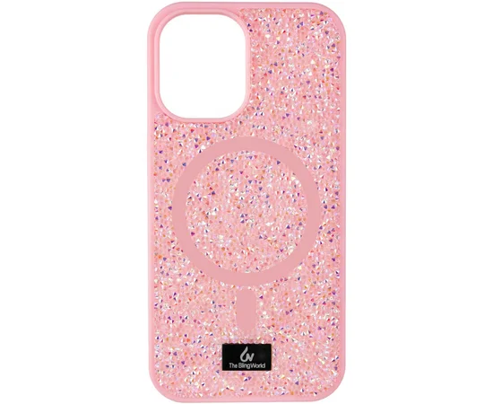 TPU чехол Bling World Rock Diamond with MagSafe для Apple iPhone 15 (6.1") Pink