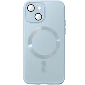 Чехол TPU+Glass Sapphire Midnight with MagSafe для Apple iPhone 15 (6.1") Голубой / Blue