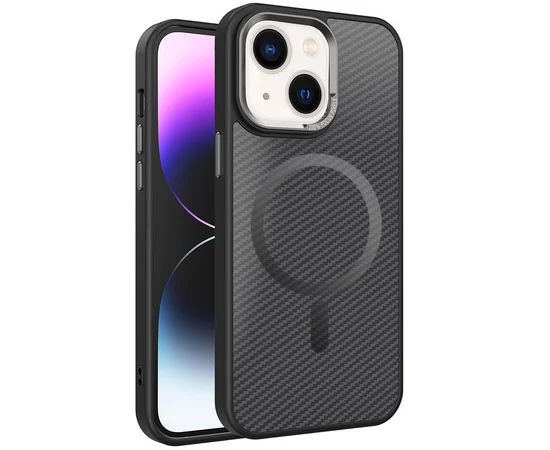 Чехол TPU+PC Carbon Mirage with MagSafe для Apple iPhone 15 (6.1") Black