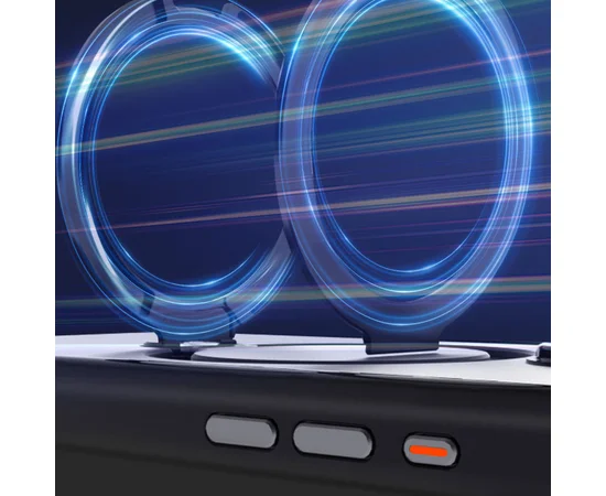 TPU+PC чехол Metal Buttons with MagSafe Colorful HQ Ring для Apple iPhone 15 (6.1") Black