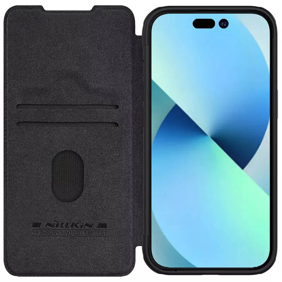 Шкіряний чохол-книжка Nillkin Qin Pro Camshield для Apple iPhone 15 (6.1") Чорний